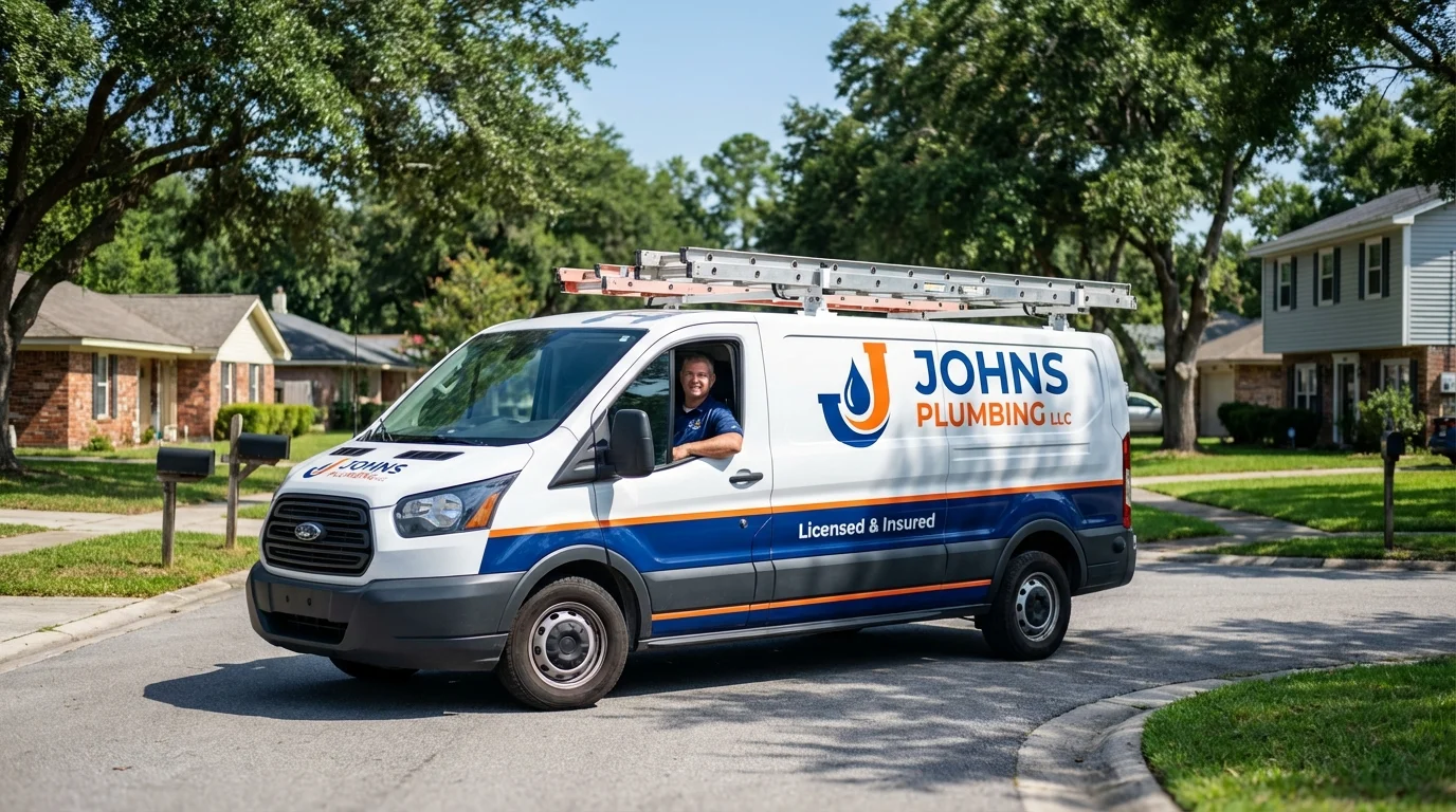 Johns Plumbing LLC service van in Sioux Center, IA