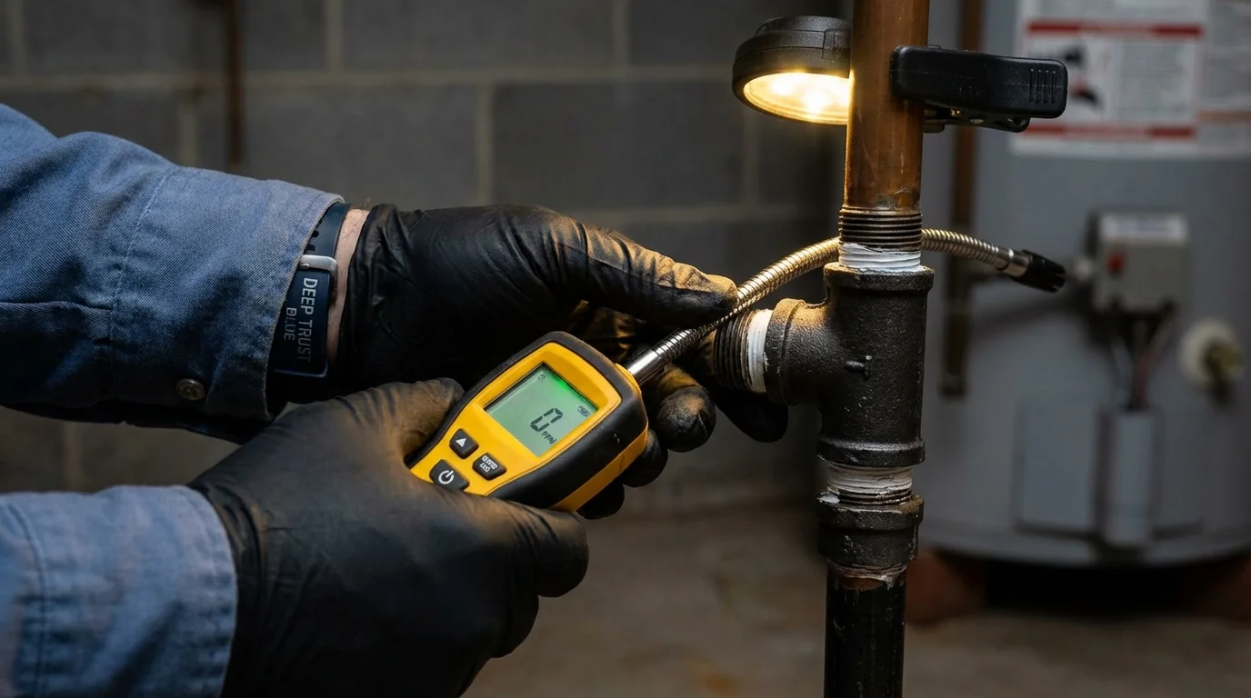 Gas leak detection with electronic sniffer by Johns Plumbing LLC in Sioux Center